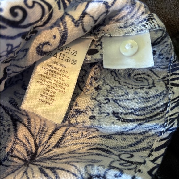 Sigrid Olsen Scandinavian Modern Floral‎ Print 100% Linen Relaxed Shirt Small - Picture 5 of 6